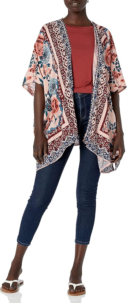 Angie Women's Printed Shawl Kimono Cardigan