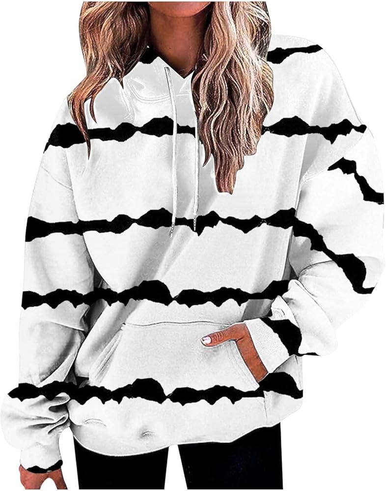 DOLKFU Womens Oversized Long Sleeve Pullover Hoodies Color Block Sweatshirts Drawstraing Fashion Comfy Sweatshirt