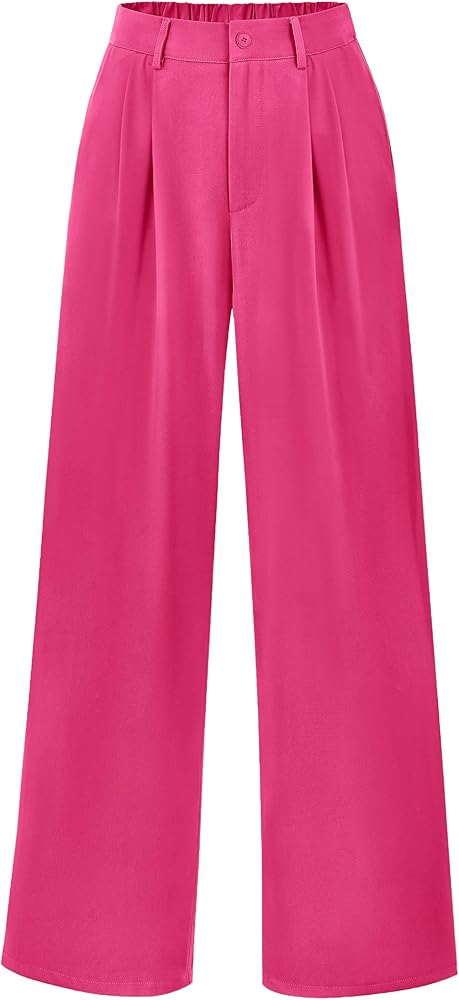 PRETTYGARDEN Women's Casual Summer Work Pants High Waisted Palazzo Pant Flowy Wide Leg Trousers with Pockets