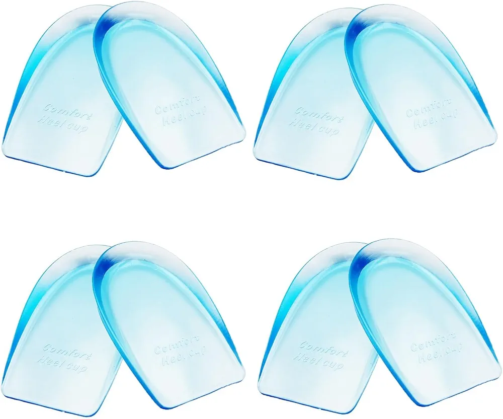 Gel Silicone Heel Cups Plantar Fasciitis Inserts for Women or Men Bone Spurs Heel Pain Relief, Gel Heel Protectors, Sore Feet Bruised Heel Treatment (4 Pairs, Women 8.5-13.5 / Men 7-12)