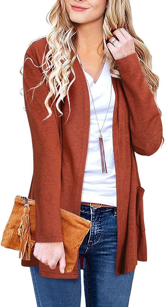 ULTRANICE Cardigan Sweaters Womens Fashion 2024 Fall Lightweight Long Sleeve Casual Tops Clothes Outfits with Pockets