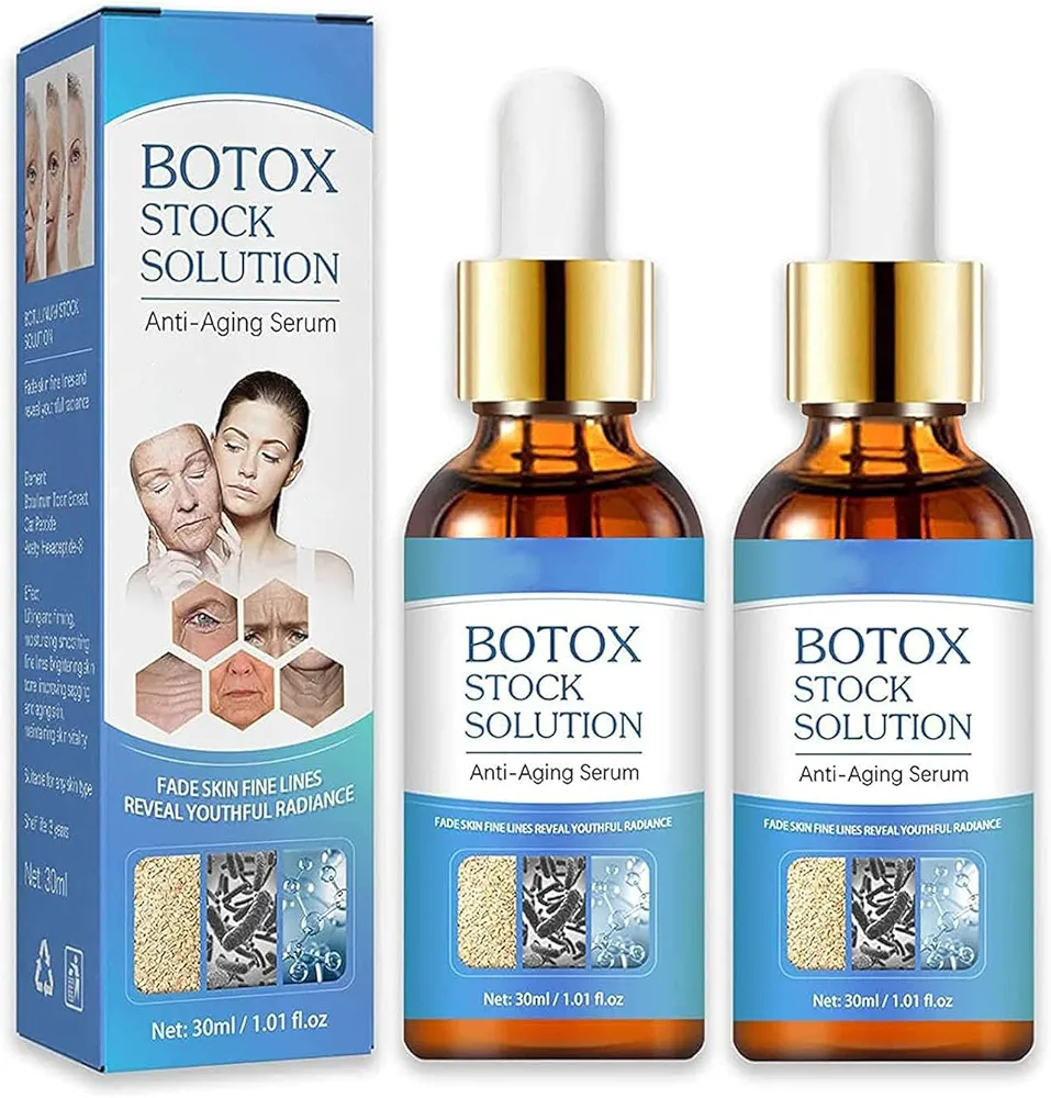 2pcs Botox Face Serum - Botox Stock Solution Facial Serum - Botox in a Bottle, Instant Face Lift & Anti Aging Serum for Reduce Fine Lines, Wrinkles, Plump Skin