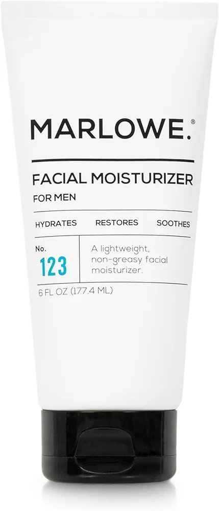 MARLOWE. No. 123 Men's Facial Moisturizer 6 oz, Lightweight Daily Face Lotion for Men, Includes Natural Extracts to Hydrate, Soothe & Restore, Light Aloe Citron Scent