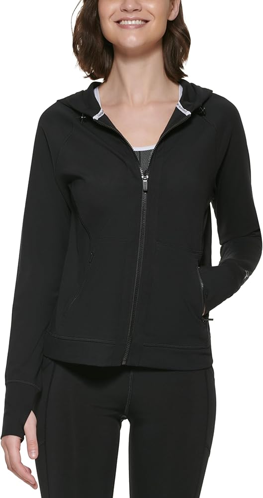 Calvin Klein Performance Womens Raglan Sleeve Zip Hoodie Black XL