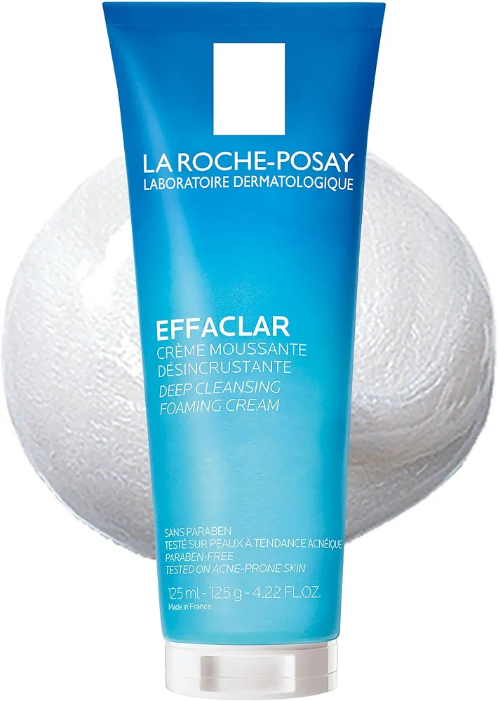 La Roche-Posay Effaclar Deep Cleansing Foaming Facial Cleanser, Cream Cleanser for Sensitive Skin, Daily Face Wash for Oily Skin and Acne Prone Skin to Minimize Look of Pores