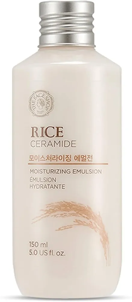 The Face Shop Rice Ceramide Moisturizing Emulsion - Rice Extract - Lightweight Face Moisturizer - Brightening - Hydrating Targets Dryness - Strengthens Skin Barrier - Face Lotion - Korean Skin Care