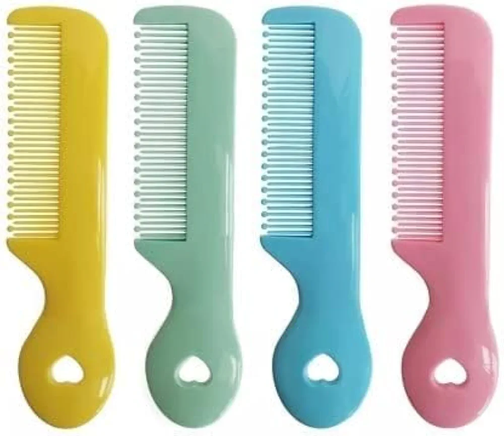 4Pcs Random Color Round Tip Bristles Baby Cute Comb Grooming For Sensitive Scalp Skin, for Nursery Newborn Infant Girl Boy Comb ， Baby Grooming and Health ，Baby Care