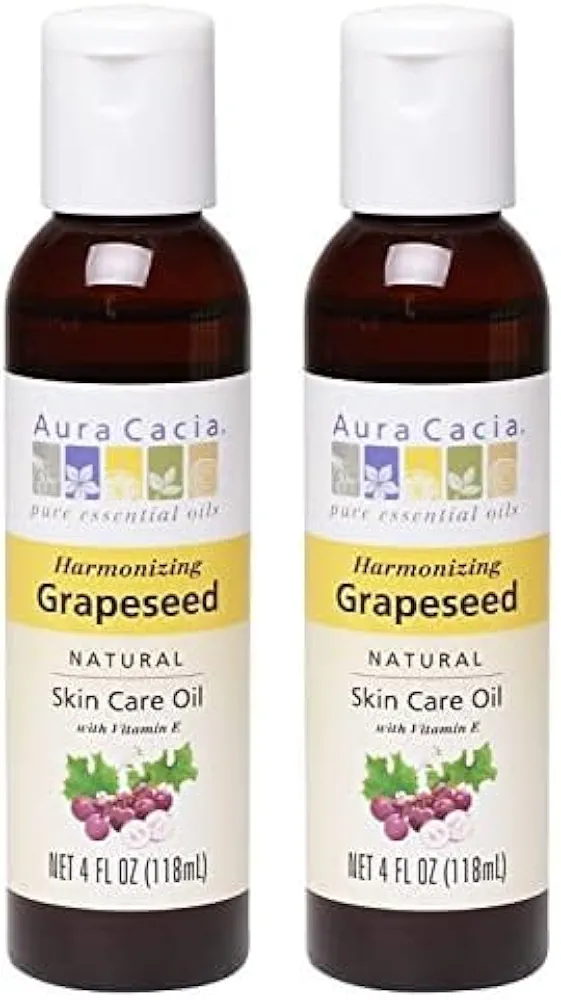 Aura Cacia Grapeseed Skin Care Oil | GC/MS Tested for Purity | 118ml (4 fl. oz.) (Pack of 2)