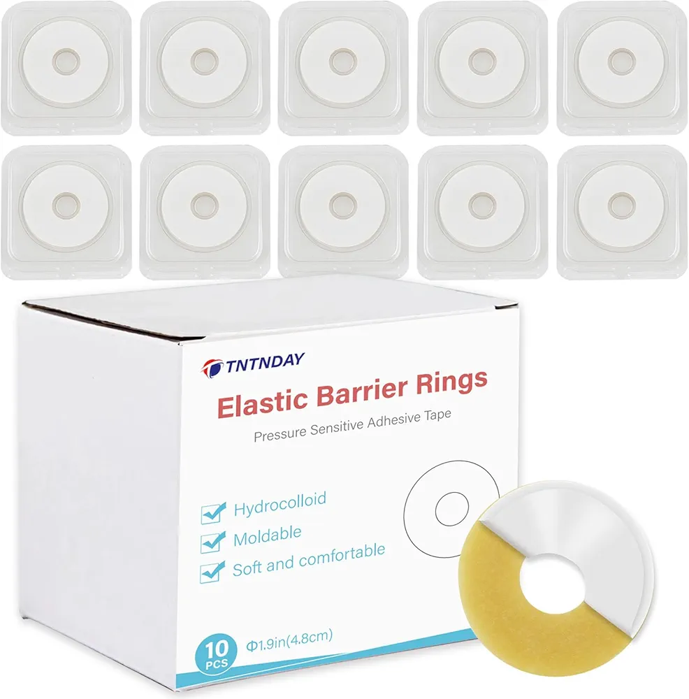 10PCS Moldable Ostomy Barrier Rings, Elastic Skin Extender Rings, 2mm Thickness Medical Hydrocolloid Ostomy Bag Supplies, Better Seal No Leaking Skin Barrier Ring for Colostomy Bags