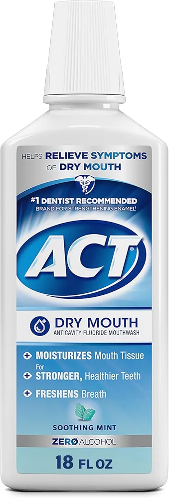 ACT Dry Mouth Anticavity Zero Alcohol Fluoride Mouthwash 18 fl. oz. Soothing Mint