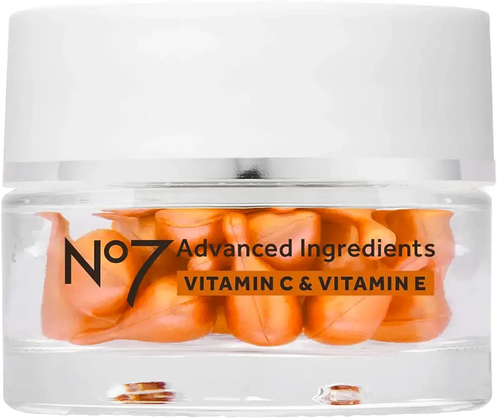 No7 Advanced Ingredients Vitamin C & Vitamin E Capsules - Potent Vitamin C Serum Capsules with Vitamin E for Hydration - Dark Spot Corrector for Daily Use (30 Count)