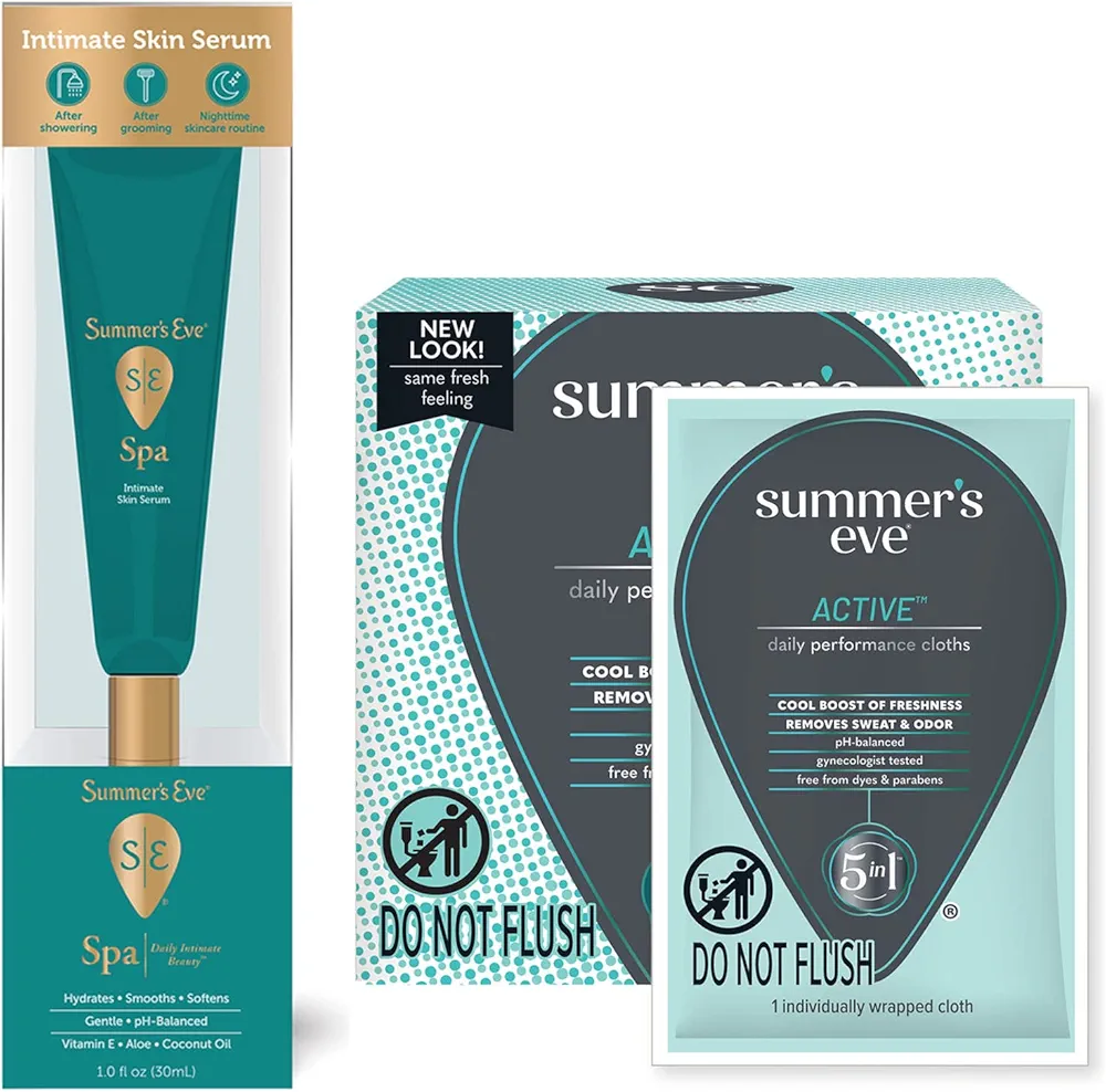 Summer's Eve Luxurious Skin Serum & Active Performance Wipes Bundle