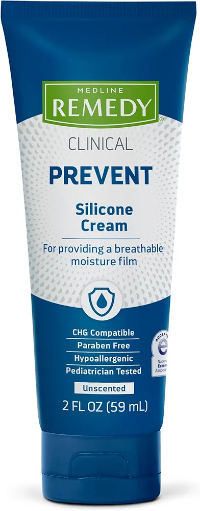 Medline Remedy Clinical Silicone Cream (2 oz), Unscented, Chapped, Sensitive Skin, Breathable, Incontinence Care, Soothing, Breathable Film, Moisturizing, Nourishing