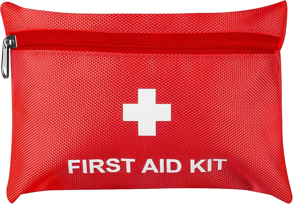 ASA TECHMED Mini First Aid Kit Travel Size, Small Red Kit with Emergency Foil Blanket, CPR Respirator, Scissors for Travel, Home, Office, Vehicle, Camping, Workplace & Outdoor. Lightweight 100 Pieces