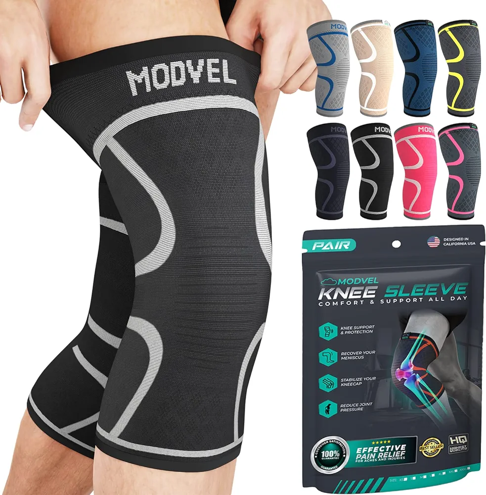 Modvel ELITE Knee Brace and Pads for Women & Men - Knee Braces for Pain Relief, Compression Sleeve for Meniscus Tear, ACL, Arthritis | Knee Pads with Padding for Running & All Sports