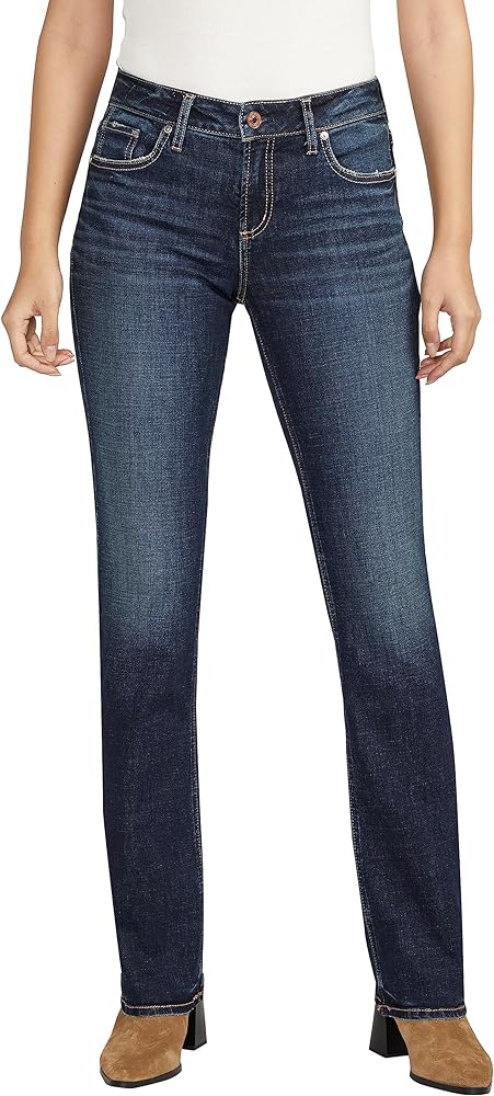 Silver Jeans Co. Women's Elyse Mid Rise Comfort Fit Slim Bootcut Jeans