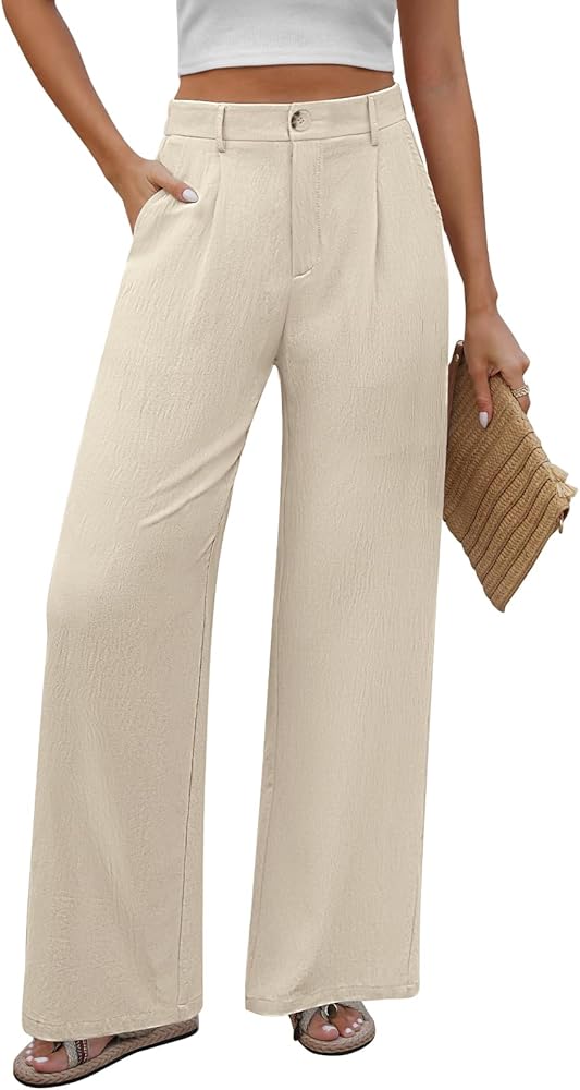 HEEKPEK Womens Wide Leg Dress Pants Work Business Casual High Waist Trousers Flowy Dressy Palazzo Pants Office Beach Slacks