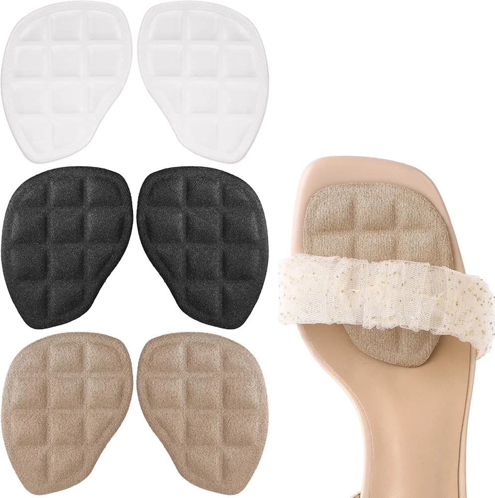 3 Pairs High Heels Ball of Foot Cushions Metatarsal Pads Women Anti Slip Shoe Insert Pads Self Adhesive Inside Shoes Grip Liners for Stop Feet from Sliding Forward Relax Loose Shoe Makeup Brush