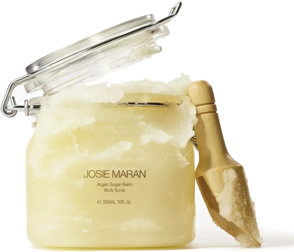 Josie Maran Argan Sugar Balm Body Scrub - Exfoliating Sugar Scrub with 100% Pure Argan Oil & Coconut Oil - Softens, Smoothes & Hydrates Dry Skin - Vegan + Cruelty Free - Sweet Clementine (10 oz)