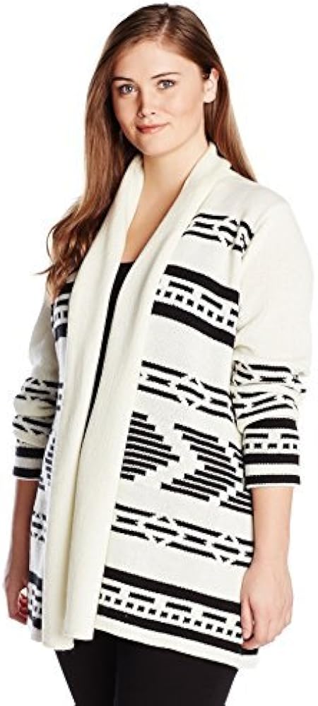 BB Dakota Women's Plus-Size Amya Patterend Cardigan Sweater