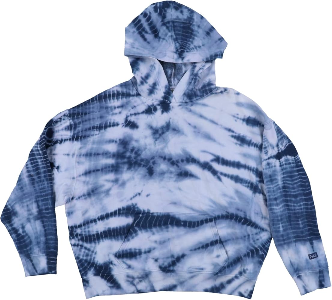 Victoria's Secret Pink Pullover Sweatshirt Hoodie (L, Blue Tie Dye)