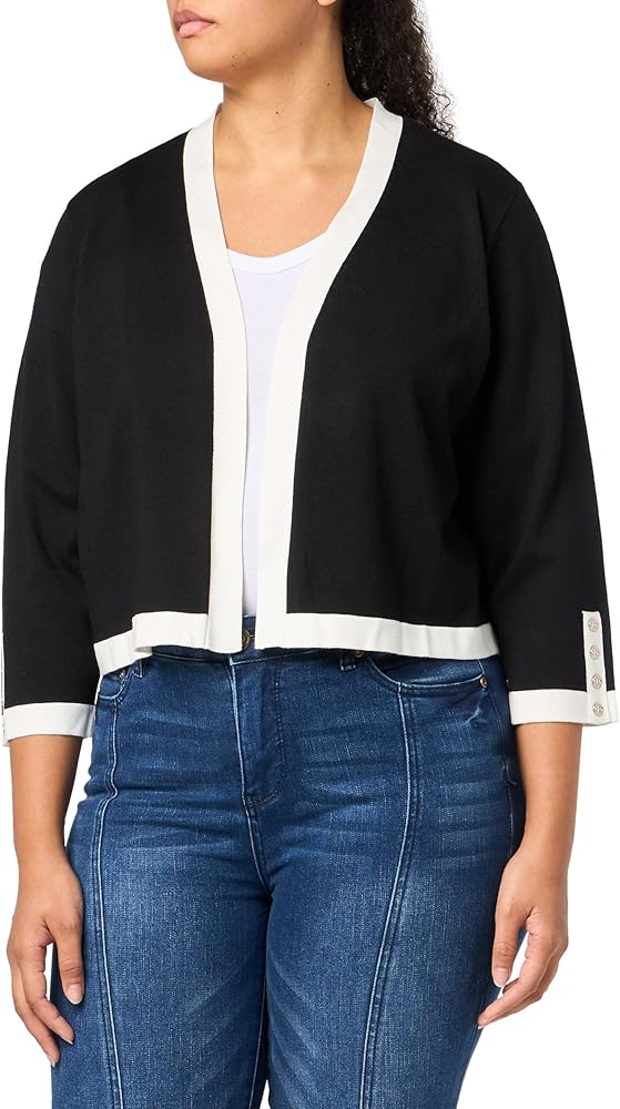 Tommy Hilfiger Women's Shrug Plus Size,Black/Ivory,1X