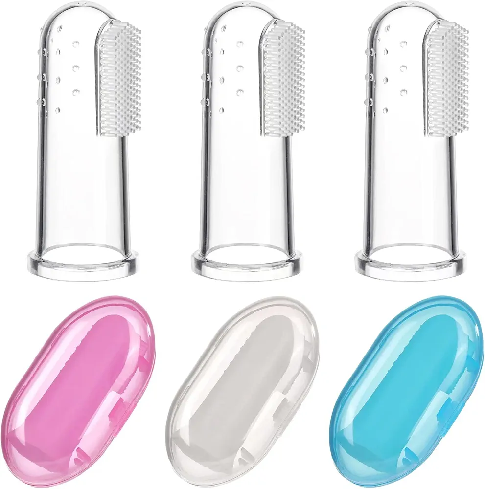 Baby Finger Toothbrush for Training Teething - Infant & Toddles & Lids Teeth Brush Soft Babies Toothbrushes Oral Cleaning Massager to Train Your Child Healthy Oral Habits -3 PCS