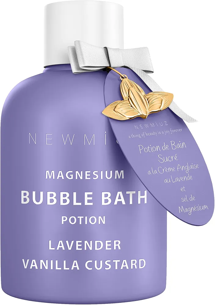 Magnesium Bubble Bath Lavender Vanilla - Luxury Long Lasting Bubble Foaming Bath For Sore Muscles - Epsom Salt Moisturizing Relaxing Stress Relief - Spa Self Care Spa Gift for Women Birthday Christmas