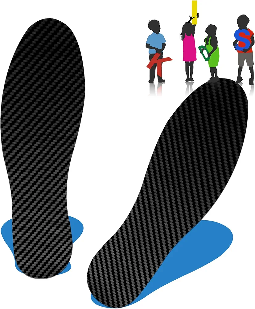 Kids Insoles - Carbon Fiber Insole for Children to Correct Walking Posture or Foot Health, Fit for Plantar Fasciitis and Seville's Disease Pain Relief, Toddlers and Big Kids, 1 Pair Kids Shoe Inserts