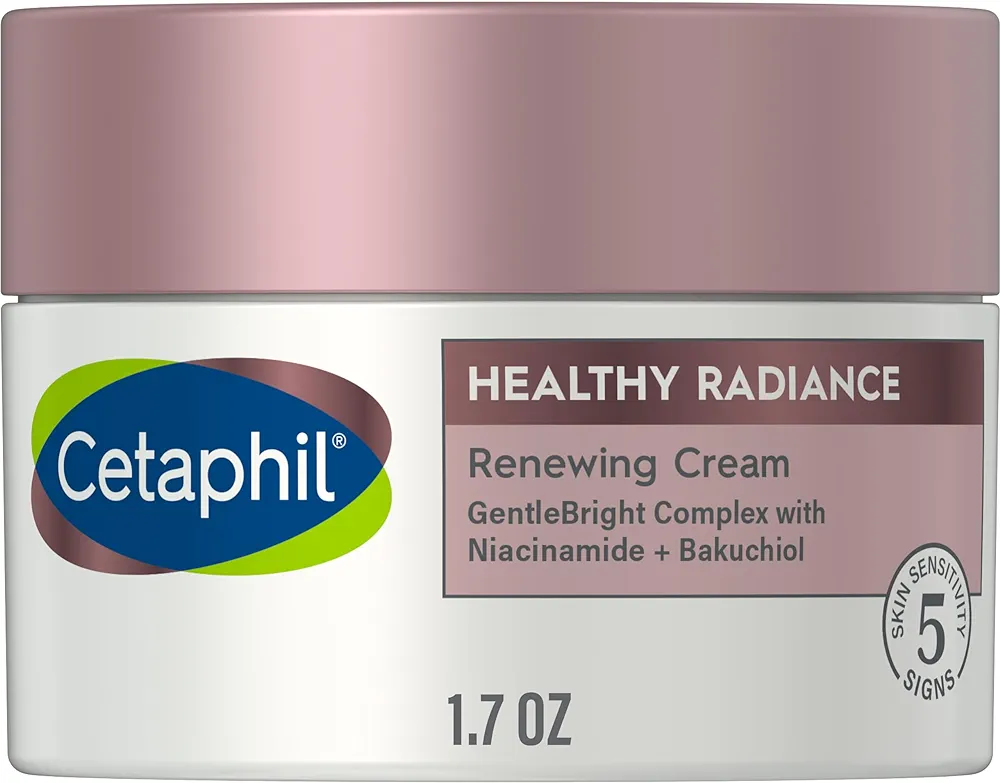 Face Cream by Cetaphil, Healthy Radiance Renewing Cream, Visbily Reduces Look of Dark Spots, Brightening Lotion, Designed for Sensitive Skin, Hypoallergenic, Fragrance Free, 1.7oz