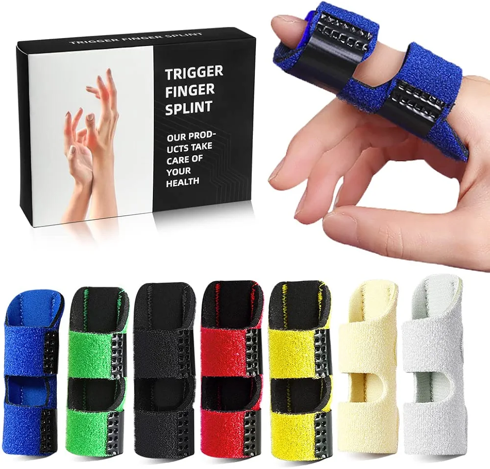 Trigger Finger Splint, [4 PCS] Finger Brace, Finger Knuckle Immobilization Support, Fits Index, Middle, Ring Finger (Black)