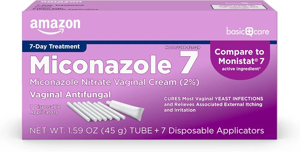 Amazon Basic Care Miconazole 7, Miconazole Nitrate Vaginal Cream 2 Percent, 7-Day Yeast Infection Treatment For Women, Feminine Care, 1.59 ounce (Pack of 1)