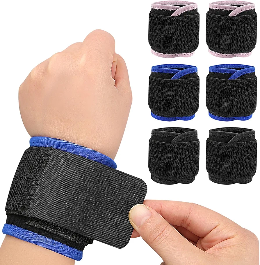 2 PCS Wrist Compression Strap - Wrist Brace - Sport Wrist Wraps Support for Women, Men, Big Kids, Youth Boys & Girls - For Fitness Work Out, Carpal Tunnel Arthritis, Pain Relief, Adjustable (S, Blue)