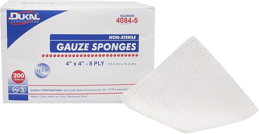 Dukal Gauze Sponge, 8-Ply, Non Sterile, 4" x 4" (Pack of 4000)