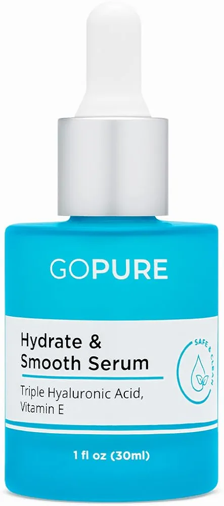 goPure Actives Hyaluronic Acid Serum with Vitamin E - Natural Glow Serum for Visibly Brighter, Hydrated Skin, Anti-Aging Serum to Smooth the Appearance of Wrinkles and Promote a Firmer-Look - 1 fl oz