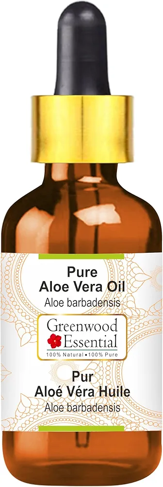 Pure Aloe Vera Oil (Aloe barbadensis) with Glass Dropper Premium Therapeutic Grade for Hair, Skin & Aromatherapy 10ml(0.33 oz)