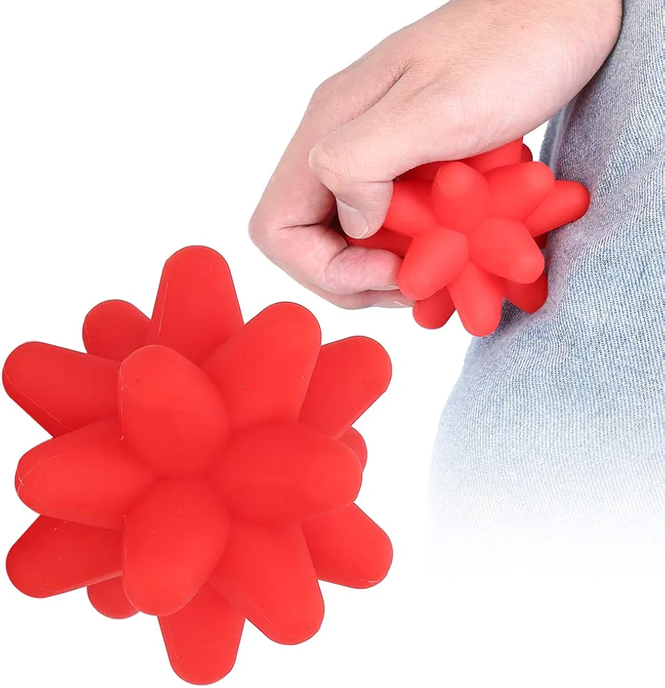 Diohce Spiky Massage Balls, 2 Colors Acupoint Physical Massage Balls, for Foot Massage, Deep Tissue Massage, Point (Red)