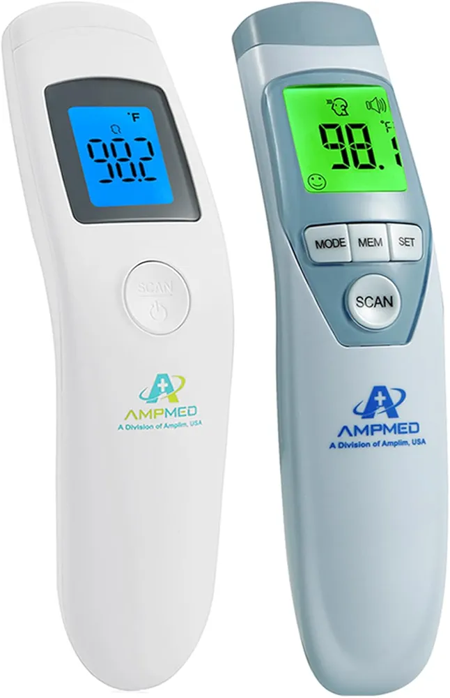 Amplim Bundle Non-Contact Touchless Infrared Digital Forehead Thermometer for Babies and Adults