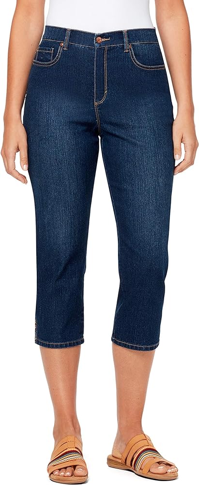 Gloria Vanderbilt Women's Petite Amanda Capri Jean, Madison-Rivets, 14 Short