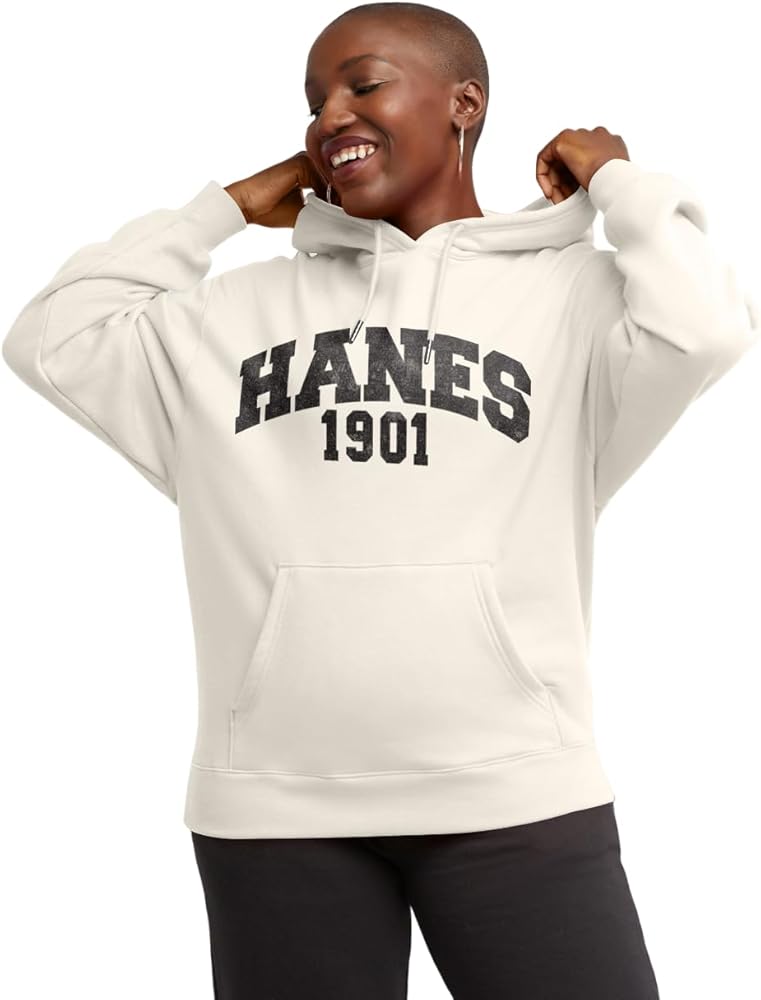 Hanes Originals Womens Fleece Hoodie, L, Natural-Hanes 1901