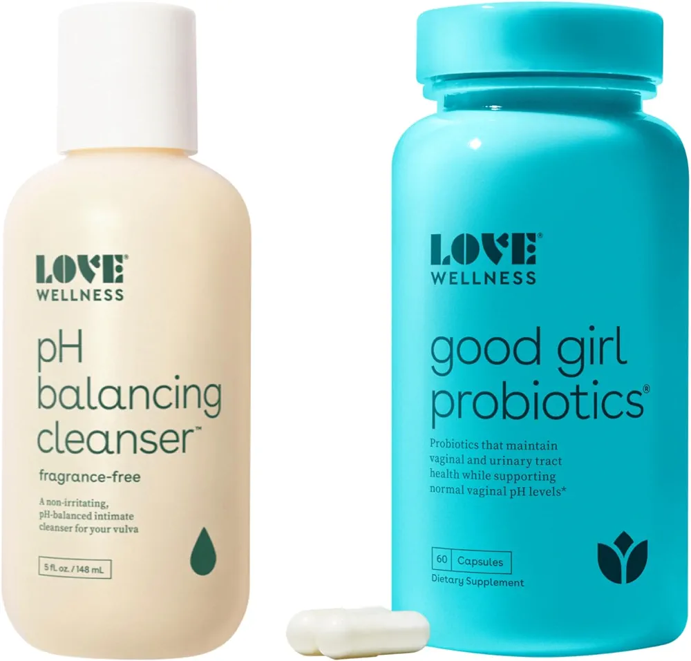 Love Wellness pH Balancing Cleanser & Good Girl Probiotics | Vaginal pH Balance Supplement & Feminine Wash for Women | Vaginal Odor Control with Prebiotics for Urinary Tract & Intimate Feminine Health