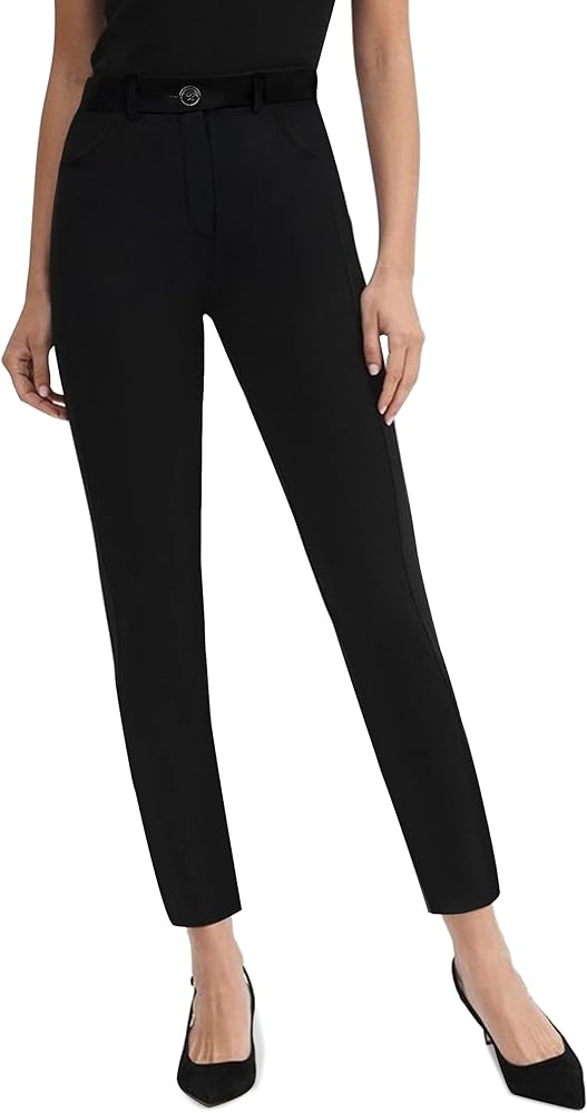 Houmous 29" Inseam Dress Pants for Women Stretchy Skinny Leg Work Slacks Pull On Casual Trousers