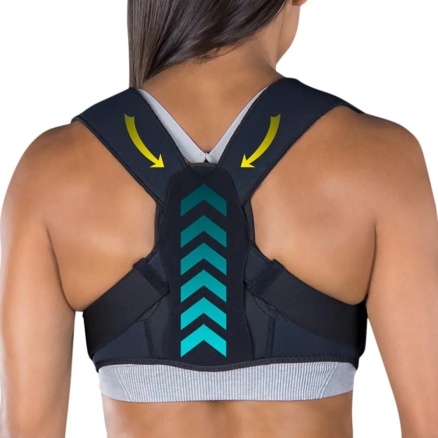 Vive Posture Corrector for Women & Men - Upper Back Brace for Kyphosis - Pain Relief for Neck & Shoulder - Adjustable Clavicle Support with Strap - Straightener for Rounded & Hunchback (Universal)