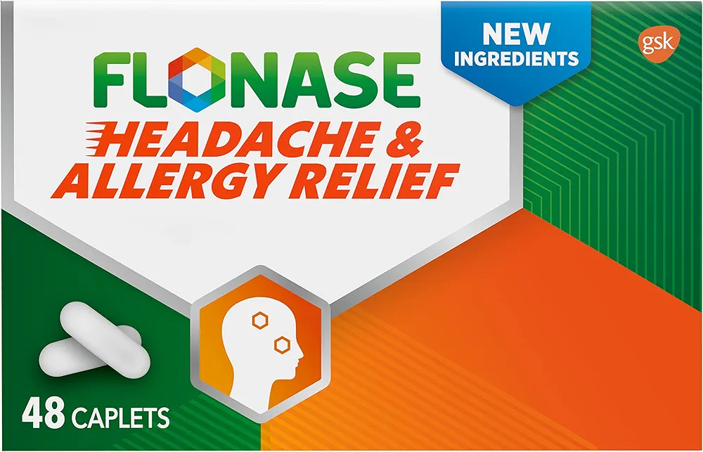 Flonase Headache and Allergy Relief Caplets with Acetaminophen 650mg, Chlorpheniramine Maleate 4mg and Phenylephrine HCl 10mg Per 2 Caplet Dose, Powerful Multi-Symptom and Congestion Relief – 48 ct