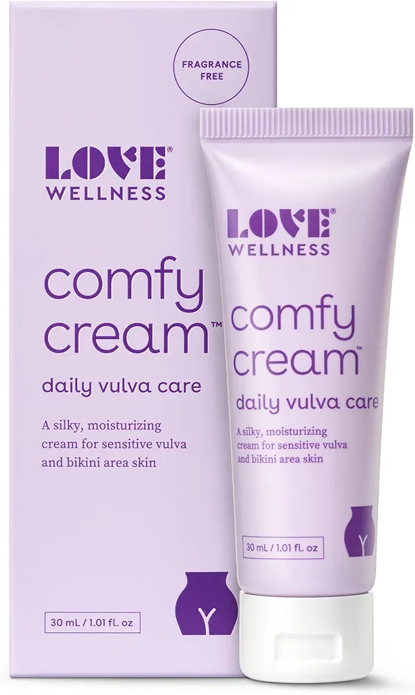 Love Wellness Vulva Moisturizer Comfy Cream | Daily Care for Dryness & Sensitive Vulva | Non-Irritating & Fragrance-Free | Intimate Feminine Hygiene Products for Women | 1.01 oz.