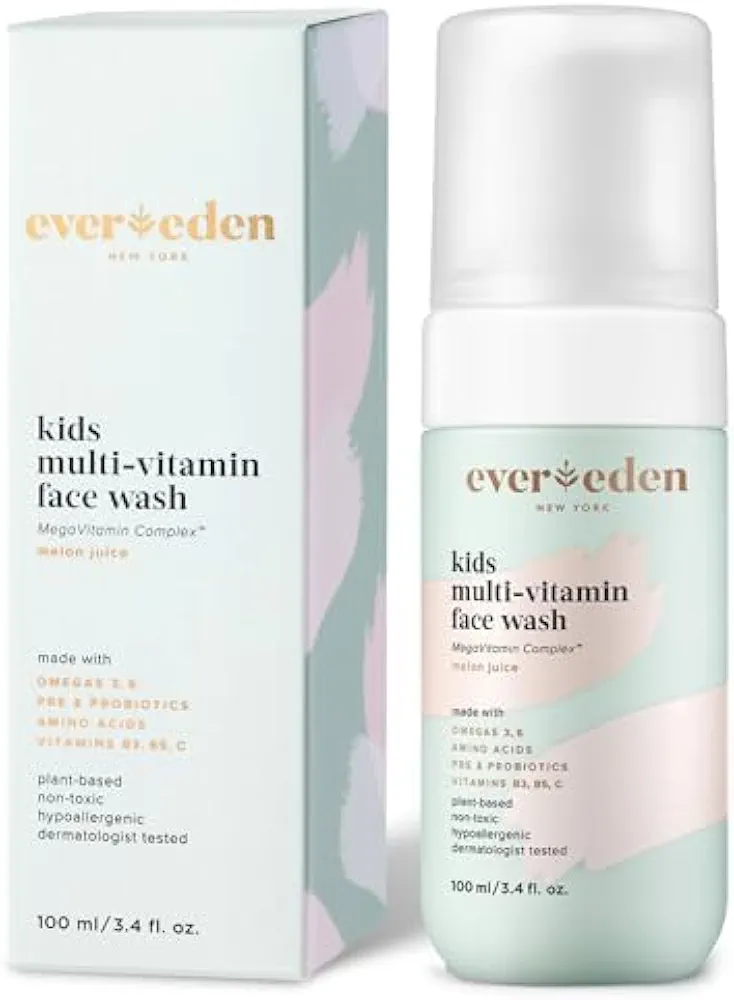 Evereden Kids Face Wash: Melon Juice, 3.4 fl oz. | Plant Based and Gentle Skin Care | Clean and Non-toxic Face Wash | Multi-Vitamin Kids Skin Care