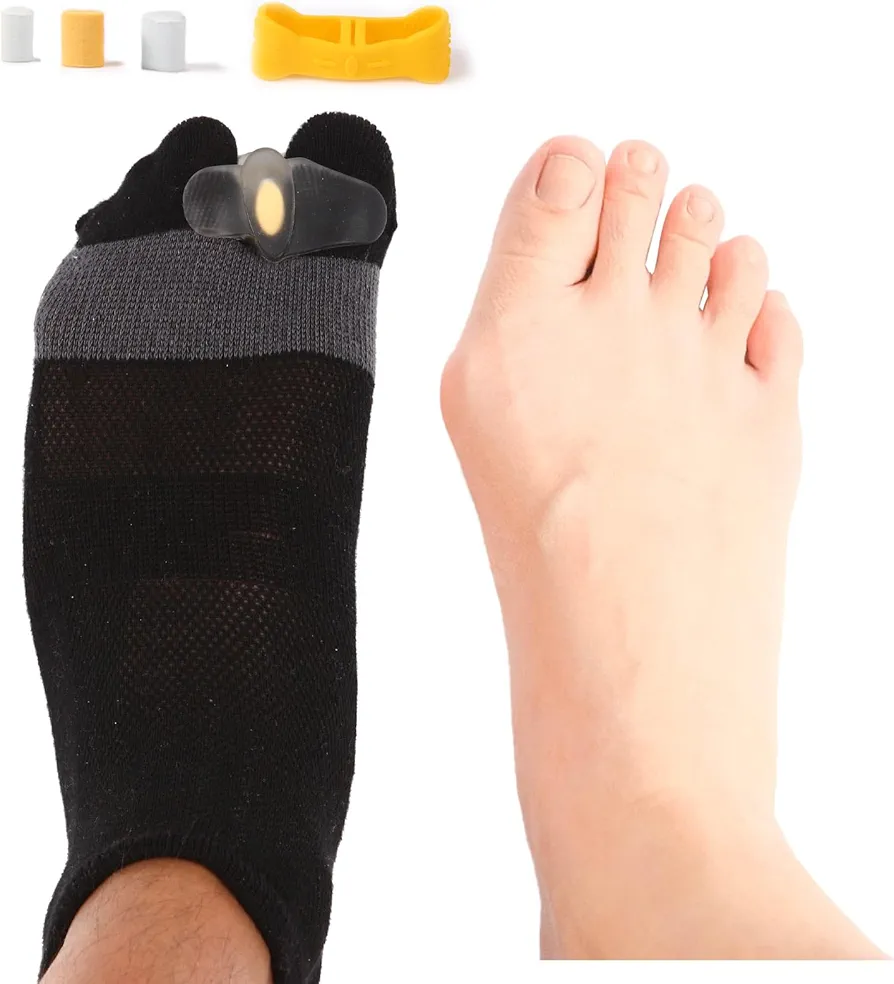 Toe Spacer Bunion Corrector Socks, Bunion Corrector, All-Day Comfort and Breathable, Day and Night Support, Relieve Bunion Pain, Non-Slip Big Toe Straightener 2 Pcs(Black L)