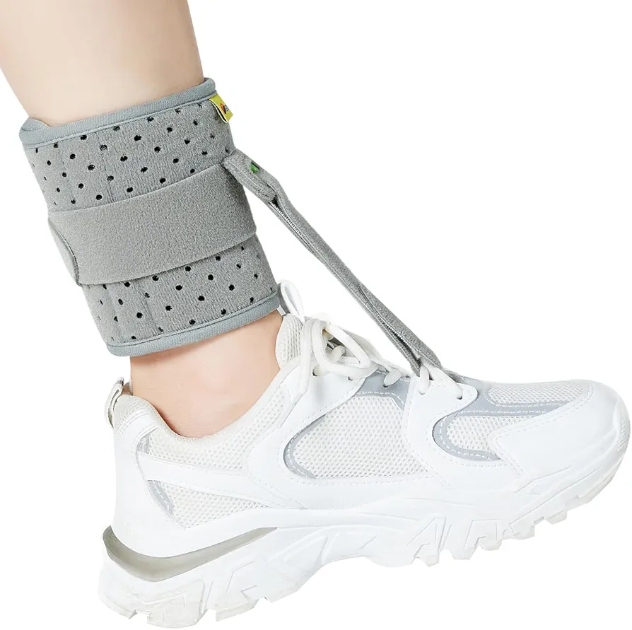 Tenbon Ankle Support Drop Foot Brace Orthosis - Comfort Cushioned Adjustable Wrap Compression For Improved Walking Gait, Prevents Cramps Ankle Sprains (Gray)