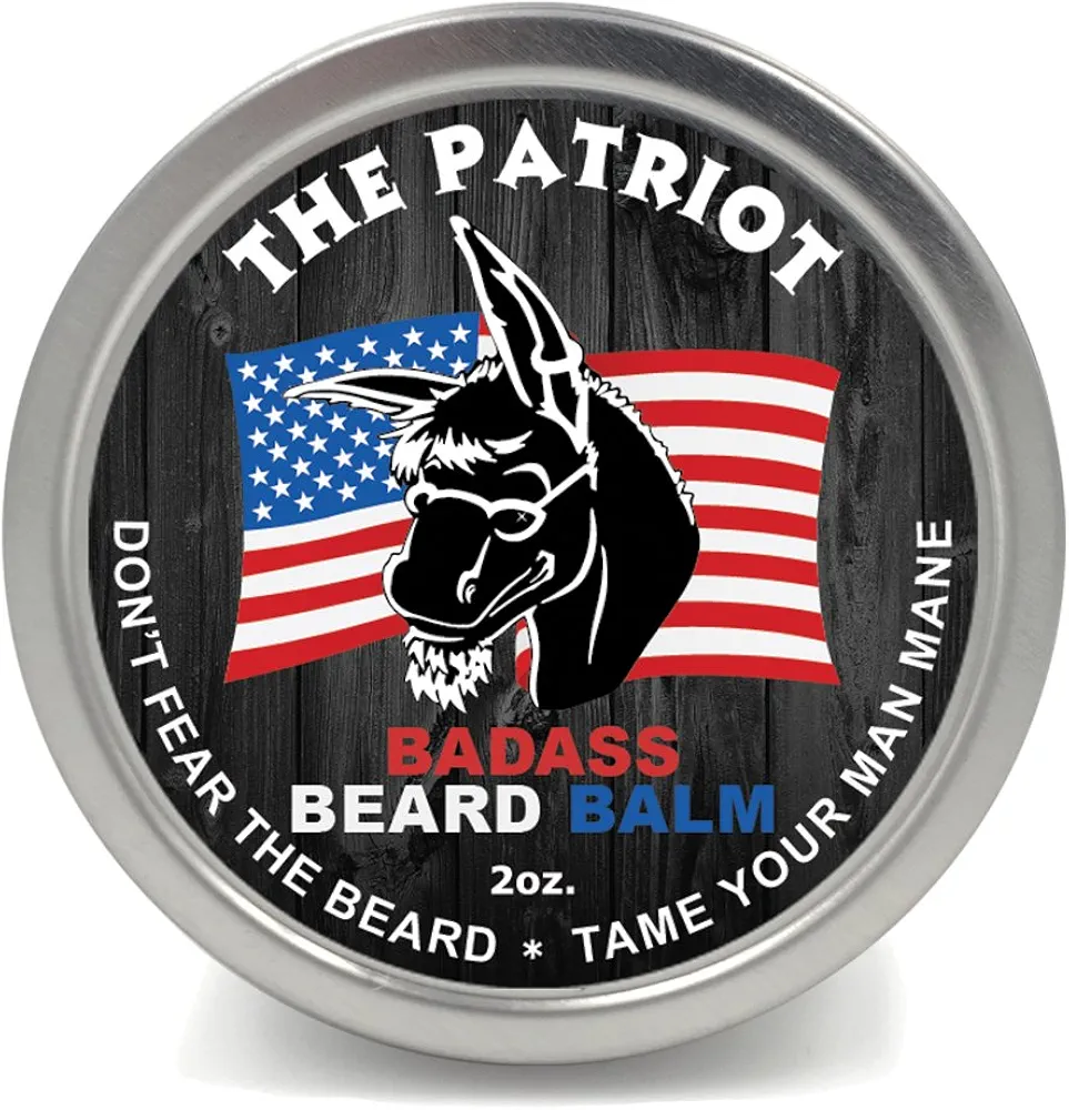 Badass Beard Care Beard Balm - The Patriot Scent, 2 Ounce - All Natural Ingredients, Keeps Beard and Mustache Full, Soft and Healthy, Reduce Itchy and Flaky Skin, Promote Healthy Growth