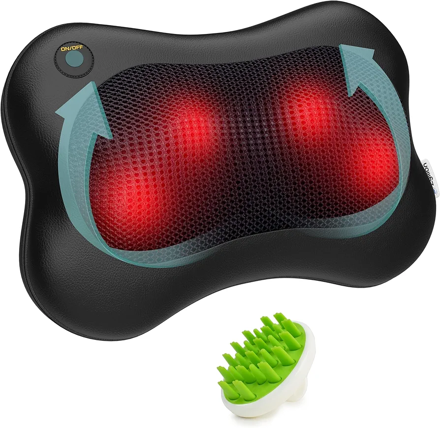 Zyllion Shiatsu Back Massager (Black) and Hair Brush Scalp Massager (Green) Bundle